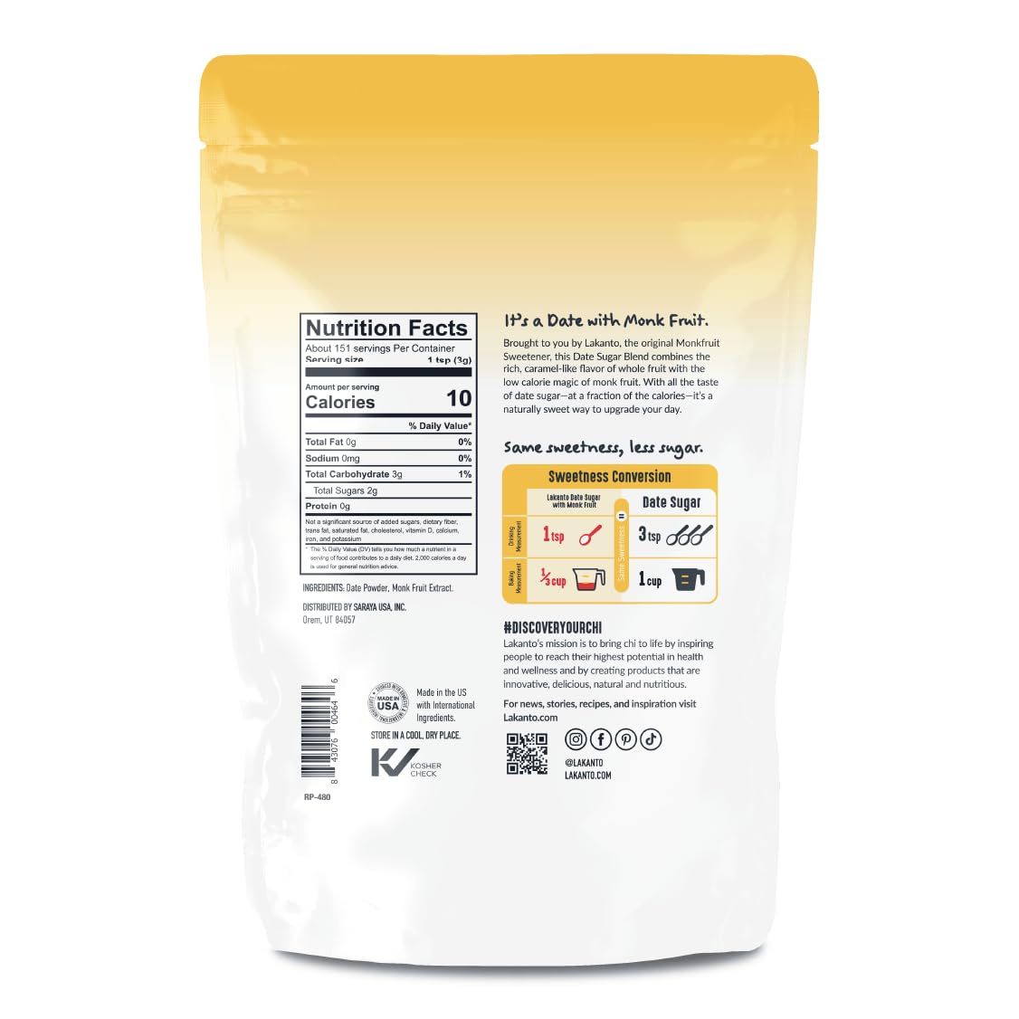 Lakanto Date Sugar with Monk Fruit Sweetener - Marinade (1 lb)