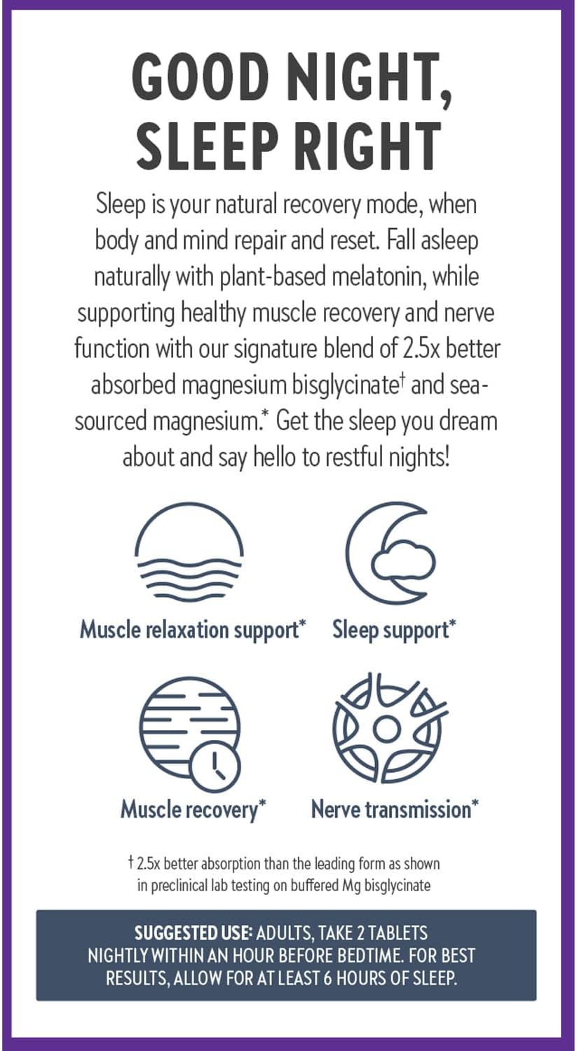 New Chapter Magnesium + Plant-Based Melatonin Supplement - 60 Tablets