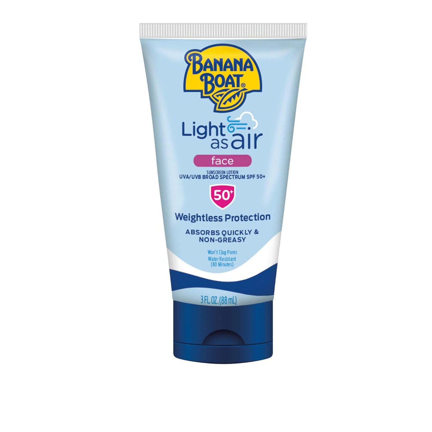 Banana Boat Light As Air Face Sunscreen Lotion SPF 50, 3oz