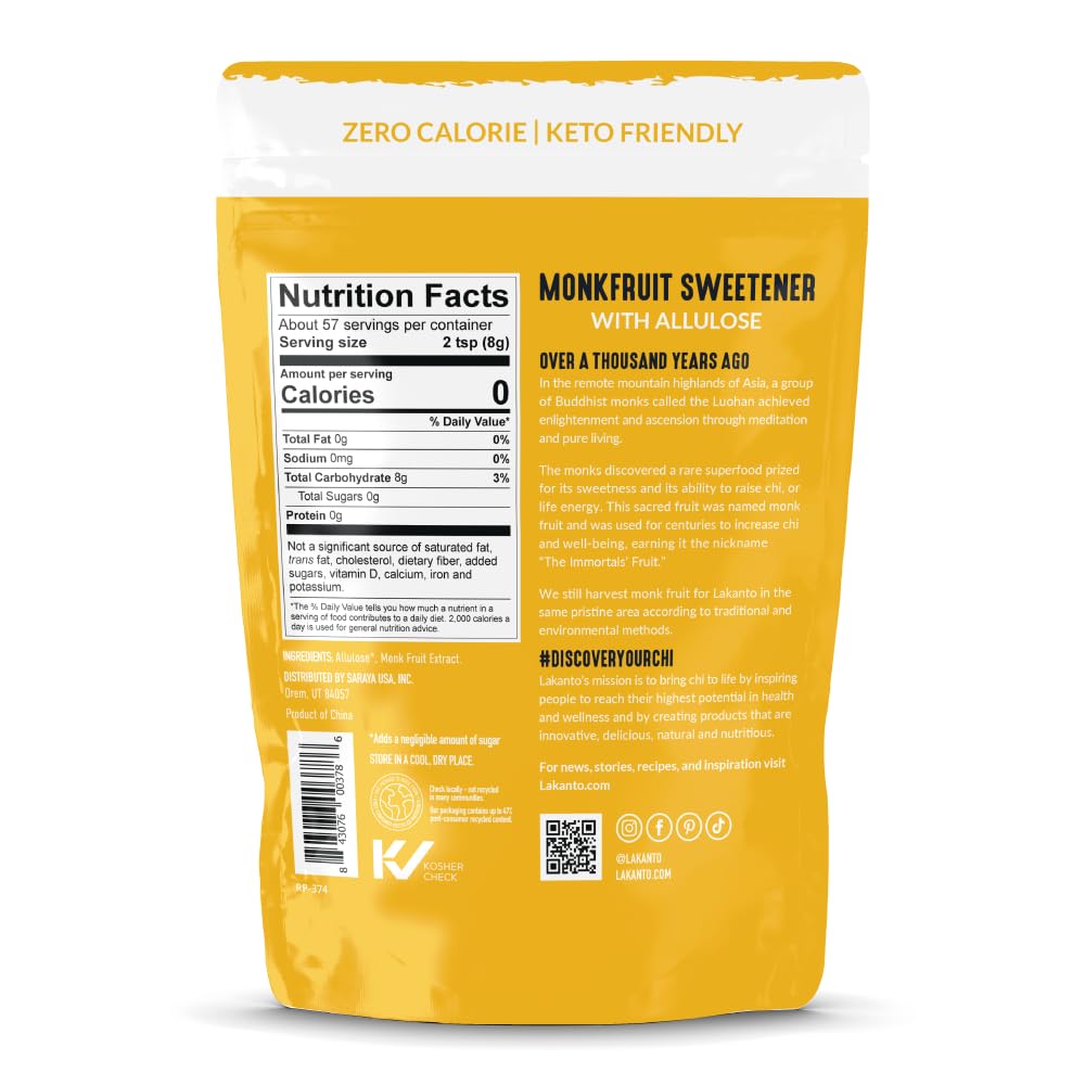 Lakanto Golden Monk Fruit Sweetener with Allulose - Golden - 1 lb