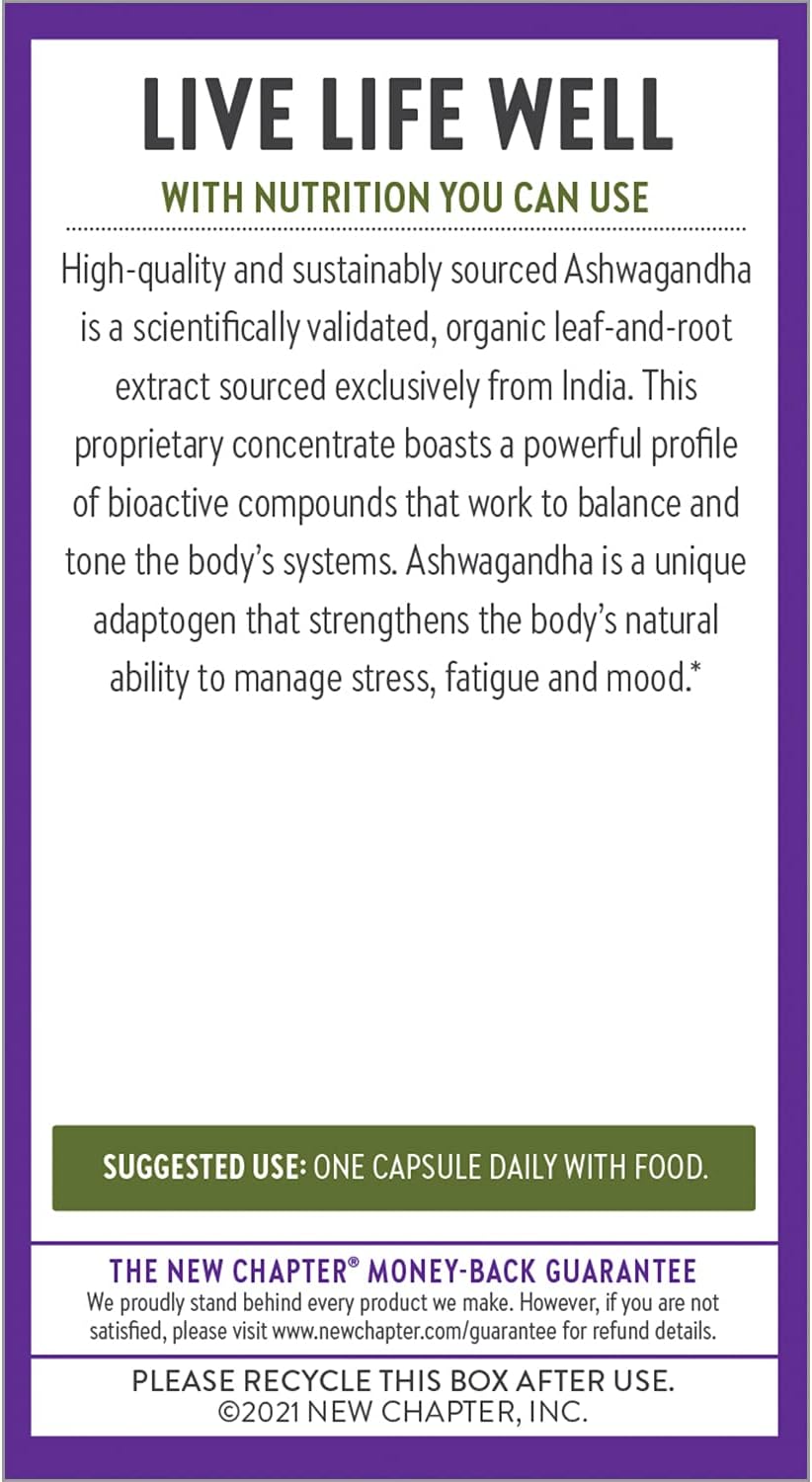 New Chapter Organic Ashwagandha Supplement,  60 Count