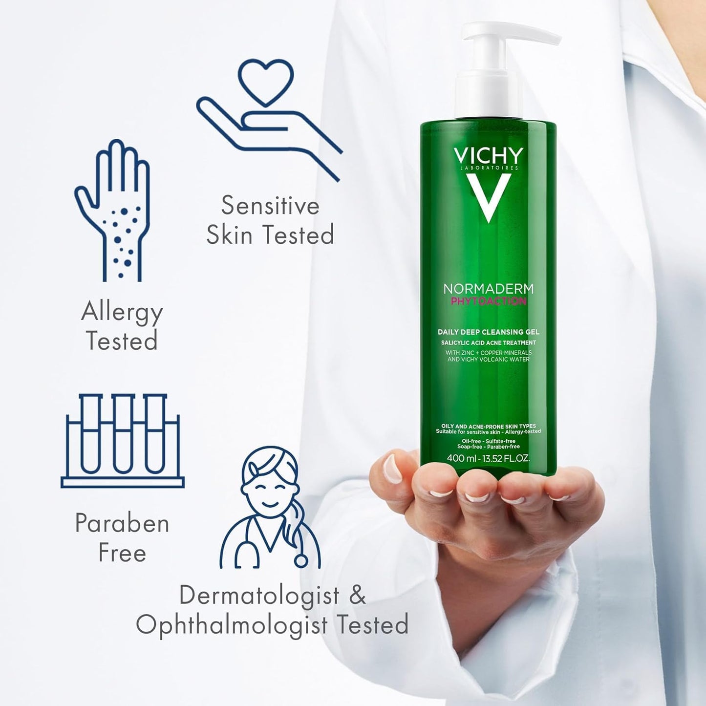 VICHY Normaderm Daily Acne Face Wash, Salicylic Acid Face Cleanser