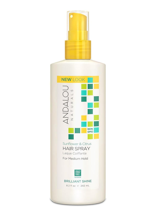 Andalou Naturals Brilliant Shine Hair Spray, Sunflower & Citrus ,8.2 Fl Oz