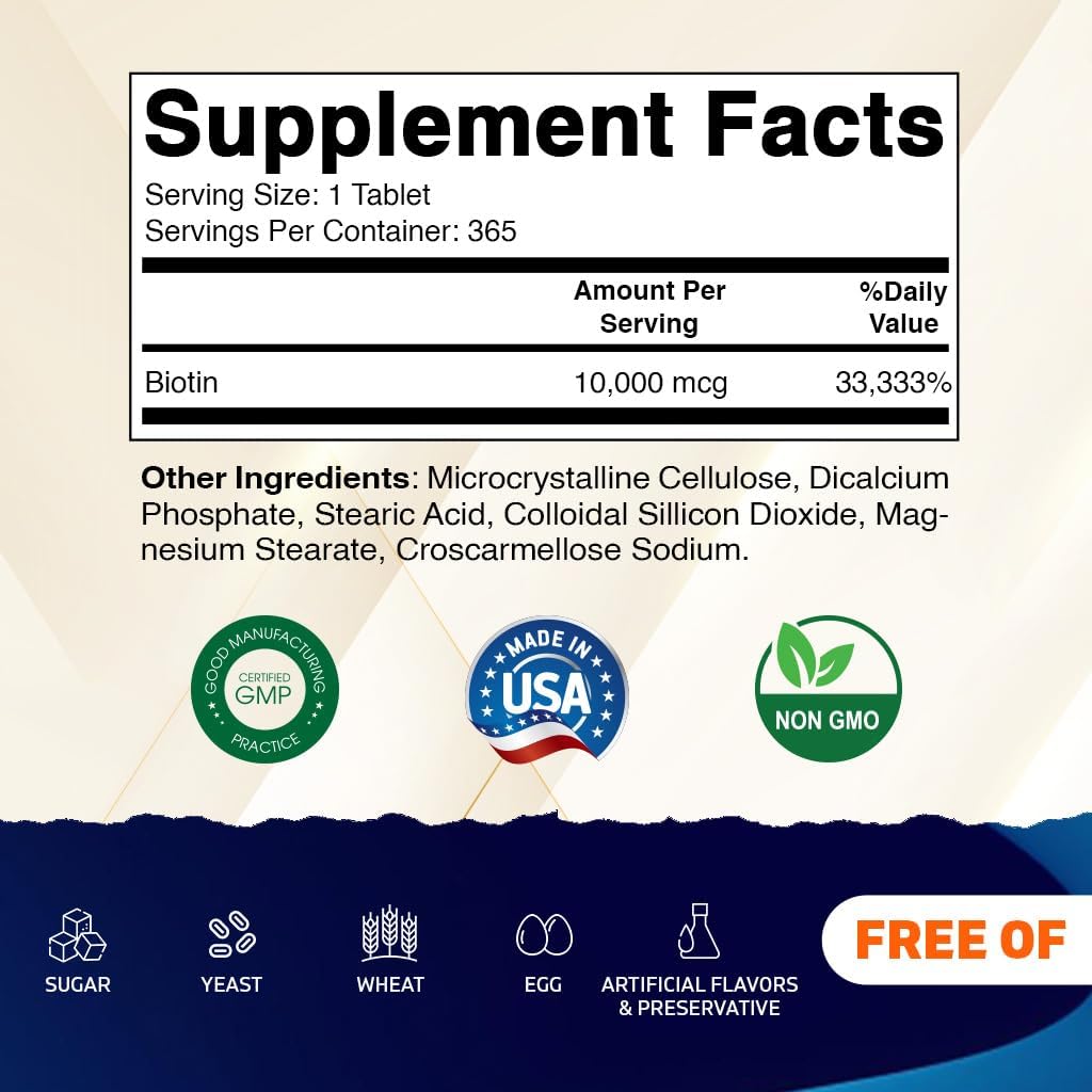 Vitamatic Biotin 10,000 mcg - 365 Vegan Tablets