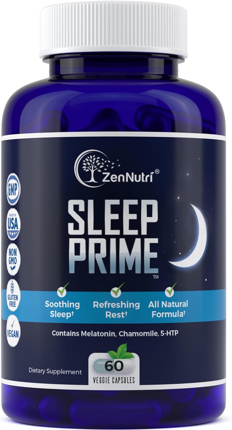 Sleep Prime Vegan Natural Sleep Aid for Adult Extra Strength - 60 Veggie caps
