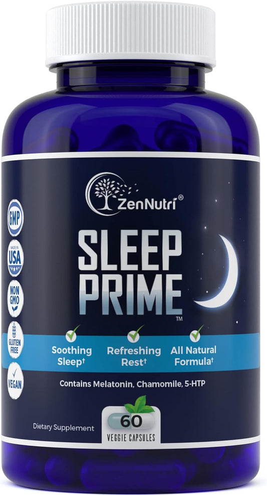 Sleep Prime Vegan Natural Sleep Aid for Adult Extra Strength - 60 Veggie caps