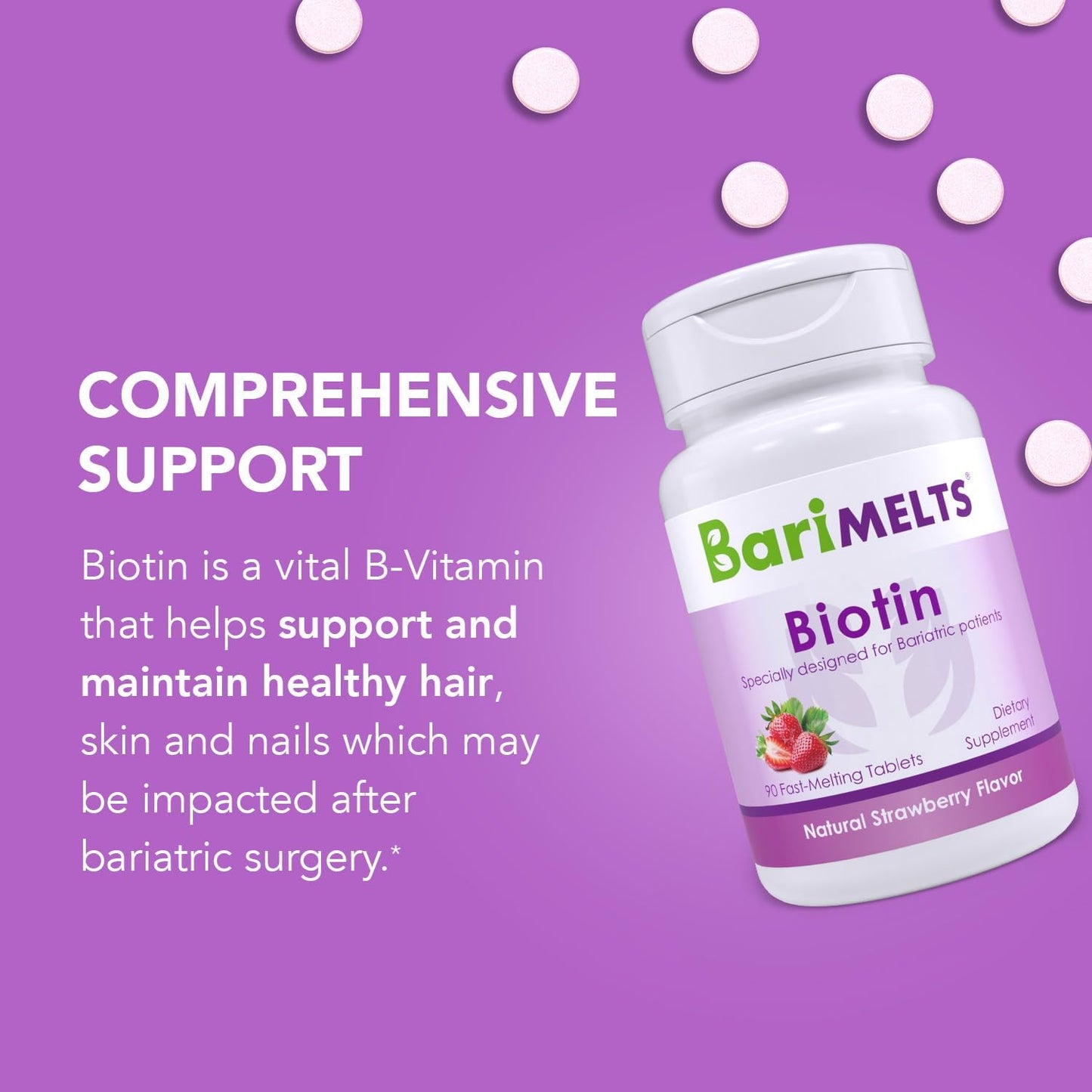 BariMelts Biotin, Dissolvable Bariatric Vitamins 90 Fast Melting Tablets