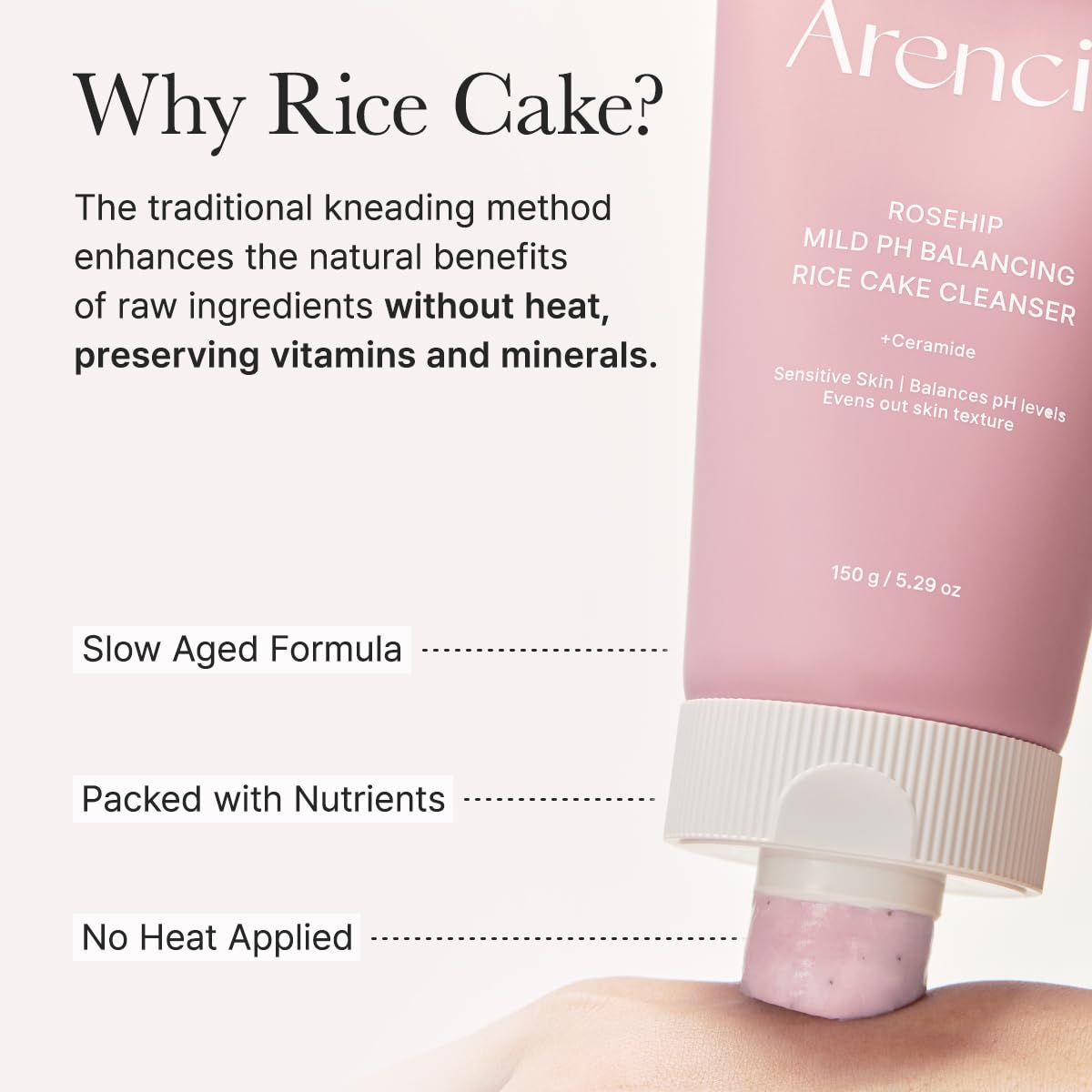 ARENCIA Rosehip Rice Cake Cleanser - 5.07 fl oz