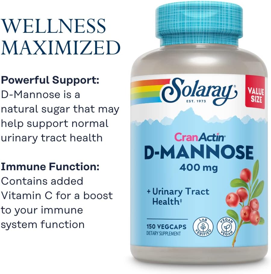 Solaray D-Mannose with CranActin Cranberry Supplement 150 ccount
