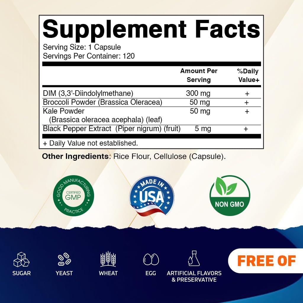 Vitamatic DIM Supplement Complex 300mg - 120 Veg Capsules