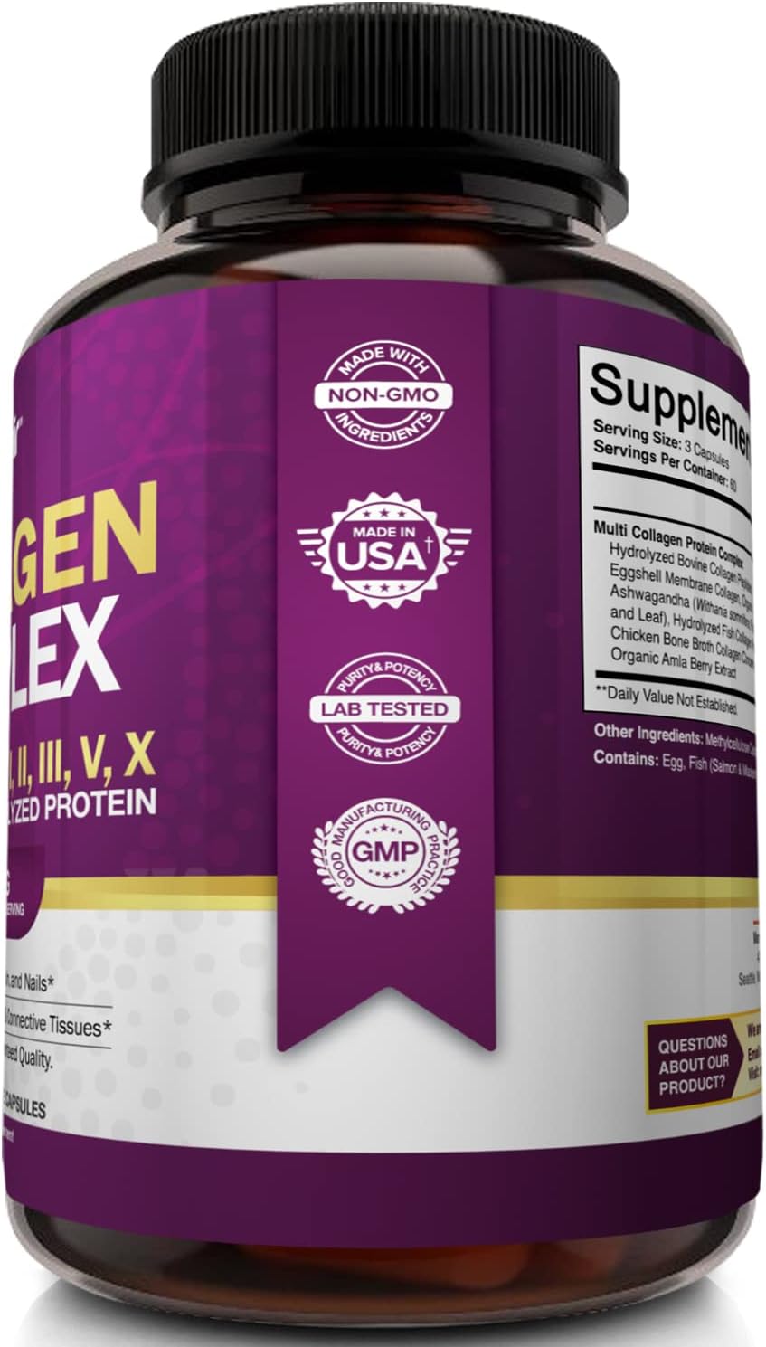 NutriFlair Multi Collagen Peptides 2250mg, 180 Capsules