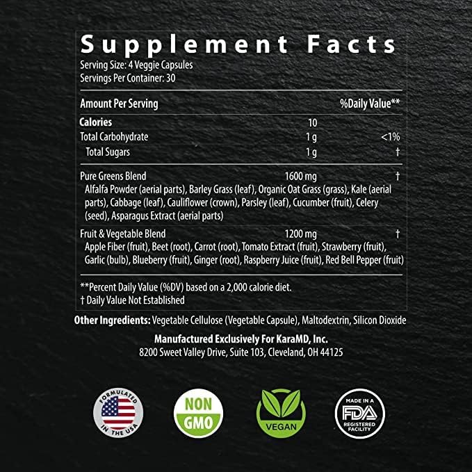 KaraMD Pure Nature Greens, Fruits & Vegetables Whole Food Supplement