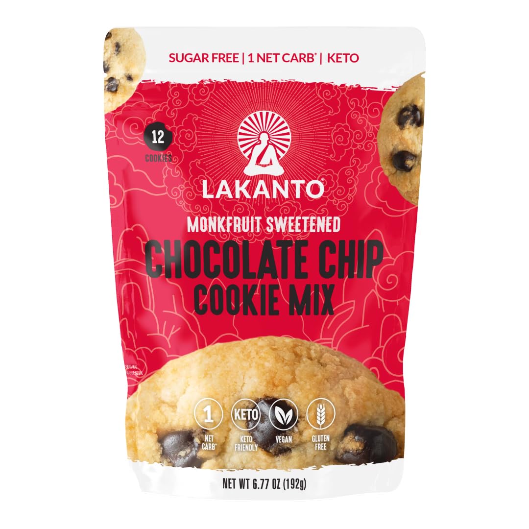 Lakanto Sugar Free Chocolate Chip Cookie Mix -Almond Flour, Sea Salt (12 Cookies)
