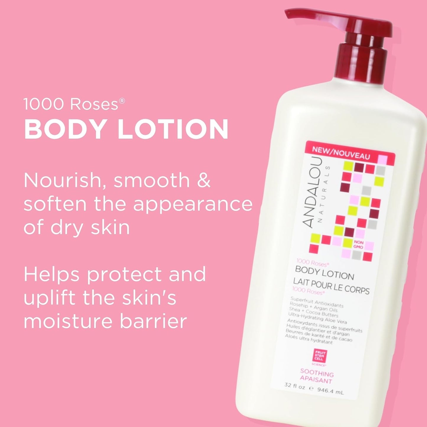 Andalou Naturals 1000 Roses Soothing Body Lotion, 32 Fl.