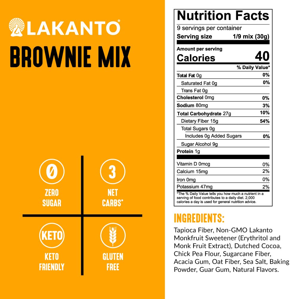 Lakanto Sugar Free Brownie Mix - Sweetened with Monk Fruit Sweetener - 9.7 oz