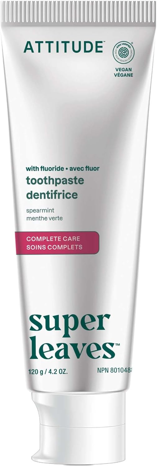 ATTITUDE Complete Care Toothpaste with Fluoride, Spearmint Flavor,4.2 Oz
