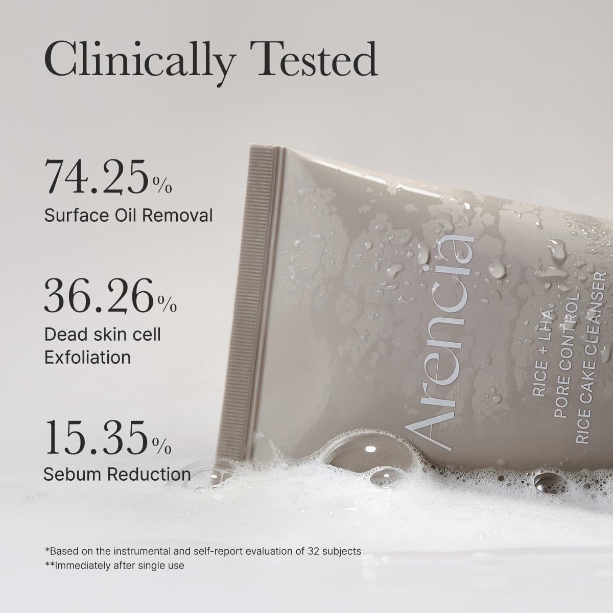 ARENCIA Rice + LHA Pore Control Rice Cake Cleanser with Salicylic Acid - 5.07 fl oz