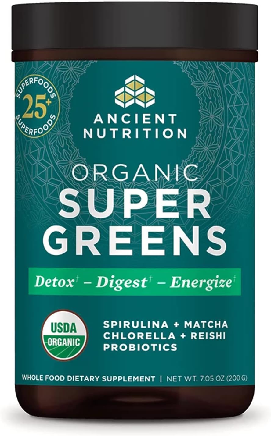 Ancient Nutrition Super Greens Powder, Organic Superfood Powder with Probiotics