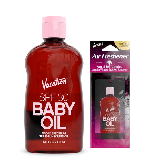 Vacation Baby Oil SPF 30 & Air Freshener Bundle,3.4 Fl. Oz.
