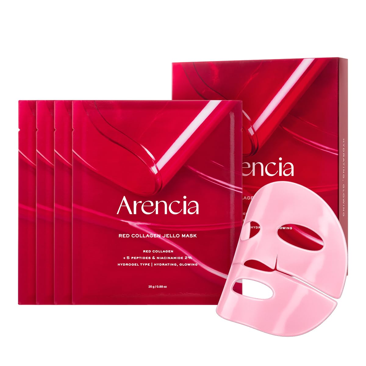 ARENCIA Red Collagen Jello Mask, Plump & Hydrating x 4ea,