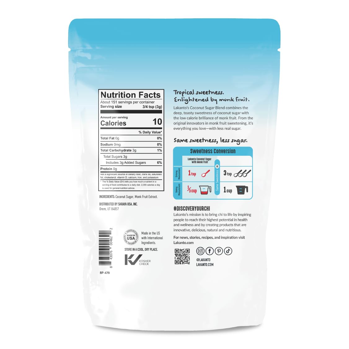 Lakanto Coconut Sugar with Monk Fruit Sweetener - 1 lb
