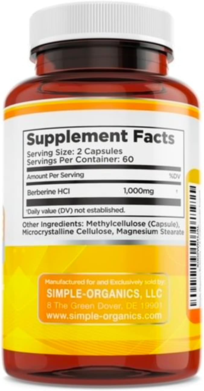 Berberine 500mg (1000mg Per Serving) for Supports Healthy Immune Function - 120 Capsules