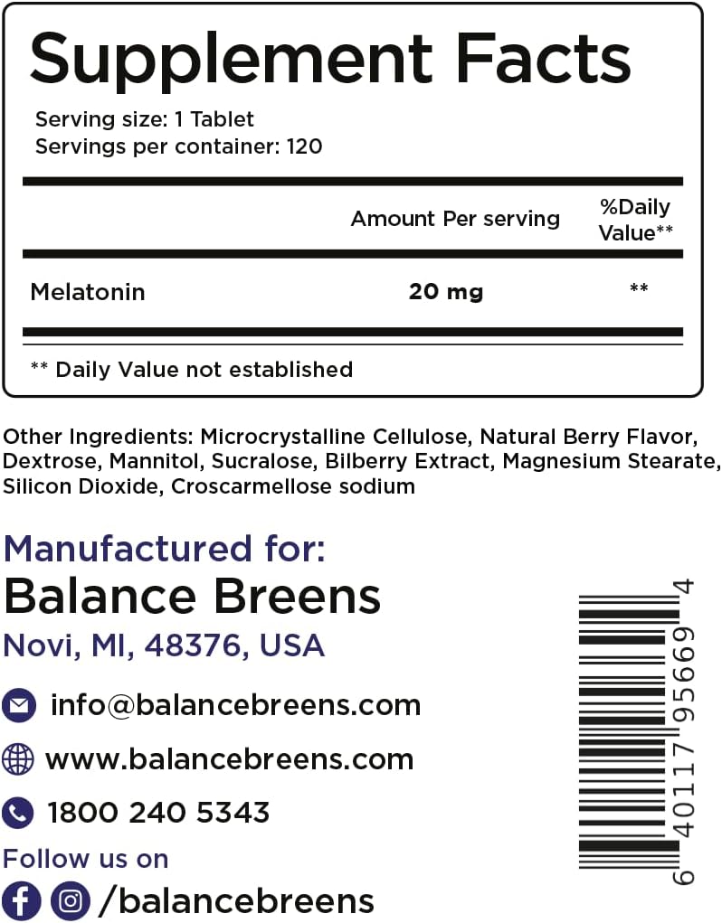 Melatonin  100% Drug Free, Fast-Dissolve 120 Tablets