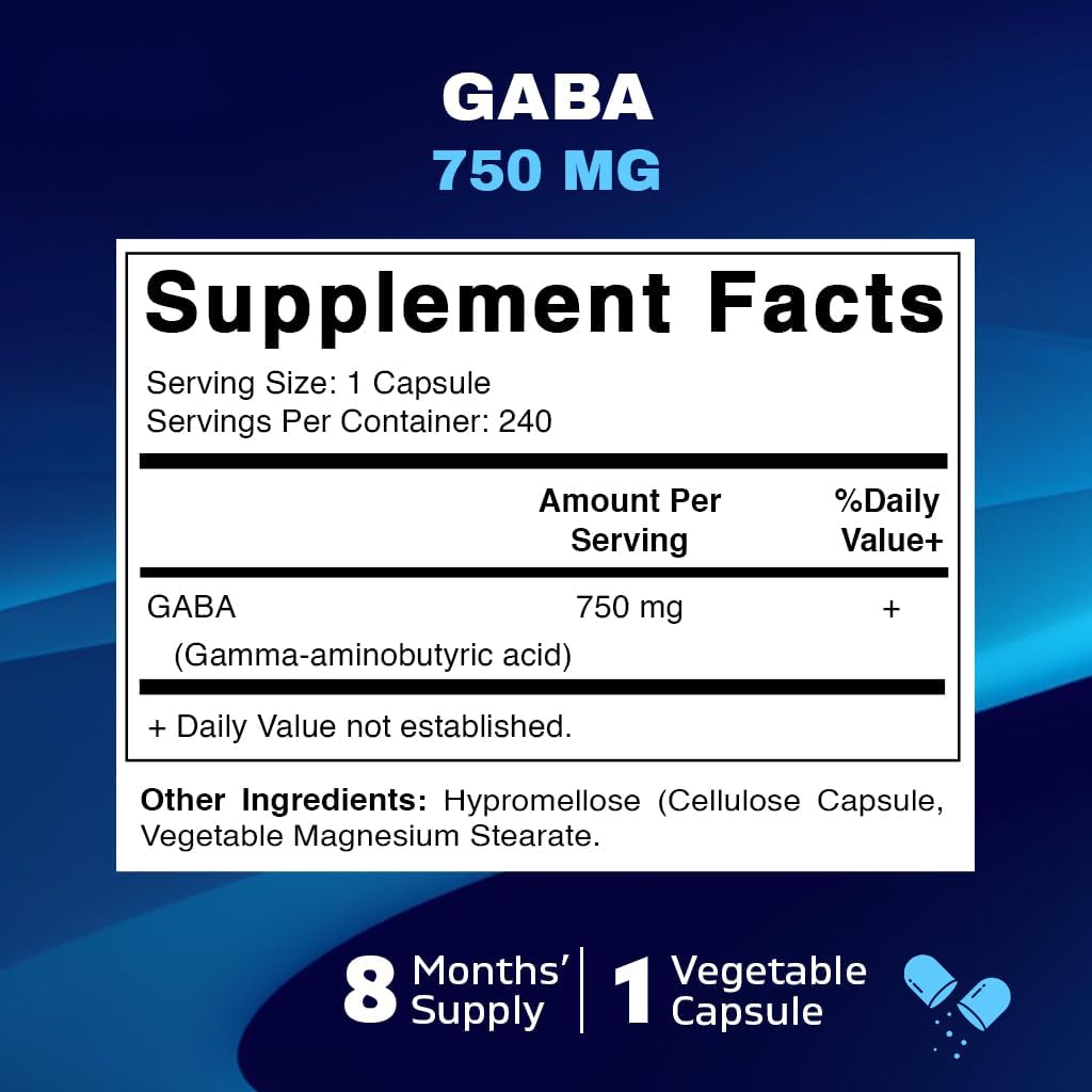 Vitamatic GABA  750mg - 240 Vegetable Capsules
