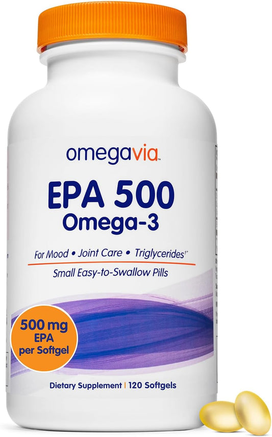 OmegaVia EPA 500 Omega-3 Fish Oil, 120 softgels