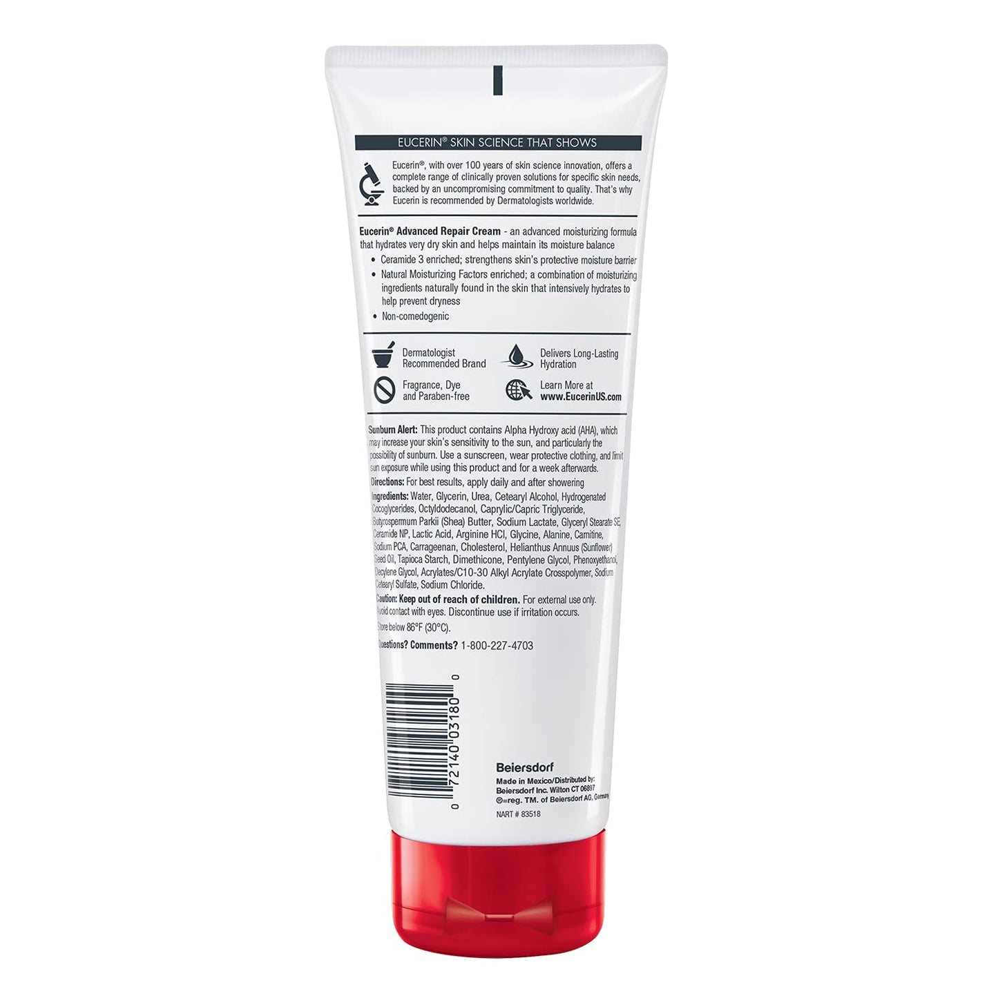 Eucerin Advanced Repair Body Cream for Very Dry Skin ,8 Oz Tube