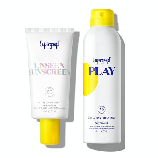 Supergoop! Unseen Sunscreen SPF 50 for Face (1.7 fl oz)+ Antioxidant Body Mist SPF 50 (6 fl oz)