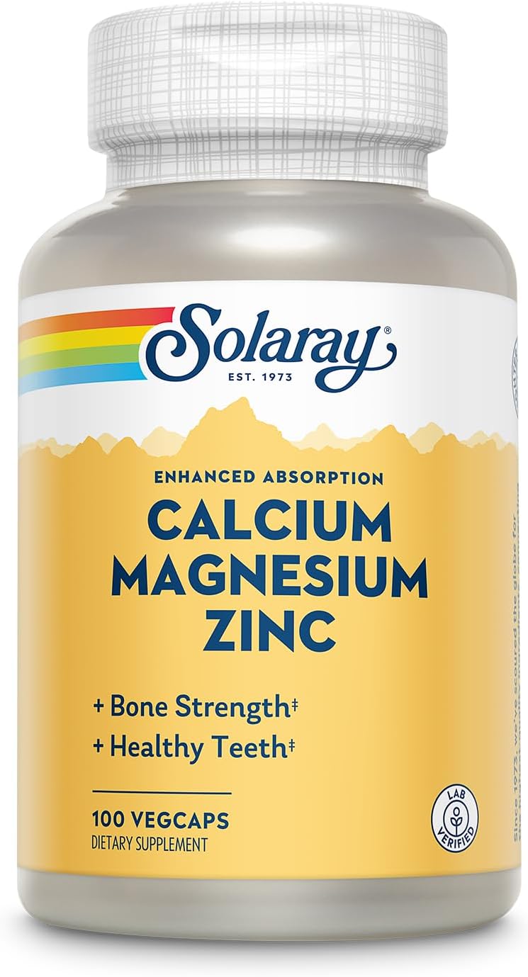Solaray Calcium, Magnesium, Zinc | High Absorption with Glutamic Acid