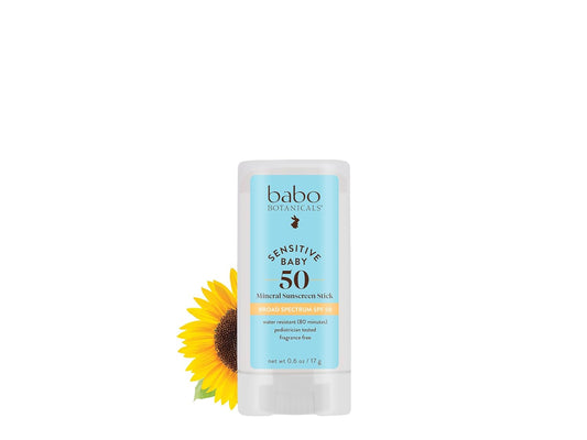 Babo Botanicals Sensitive Baby Mineral Sunscreen Stick SPF 50-0.6 oz
