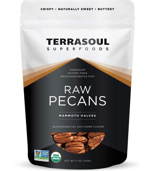 Terrasoul Superfoods Organic Pecans, Mammoth Halves pack of 1