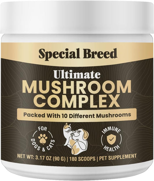 Mushroom Powder for Dogs & Cats - Organic Mushroom Complex-  180 Scoops