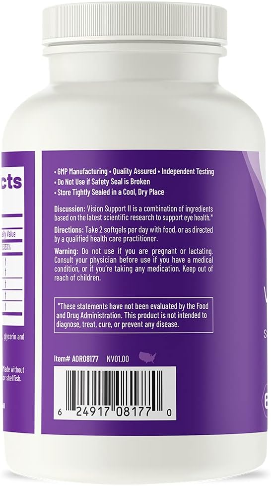 AOR, Vision Support II, Natural Supplement 60 Softgels