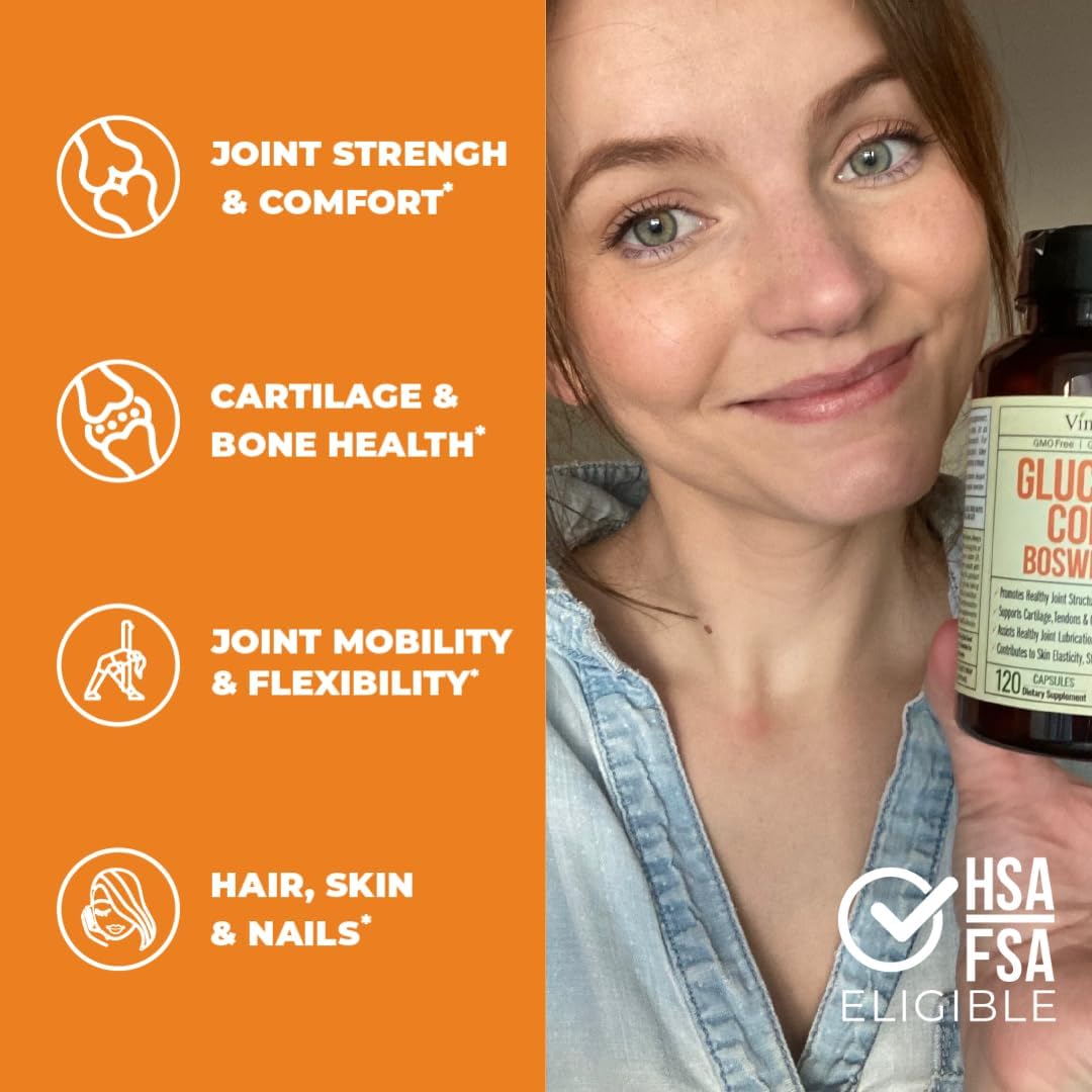 Glucosamine Chondroitin MSM with Collagen Powder. Joint Support Supplement -120 capsules