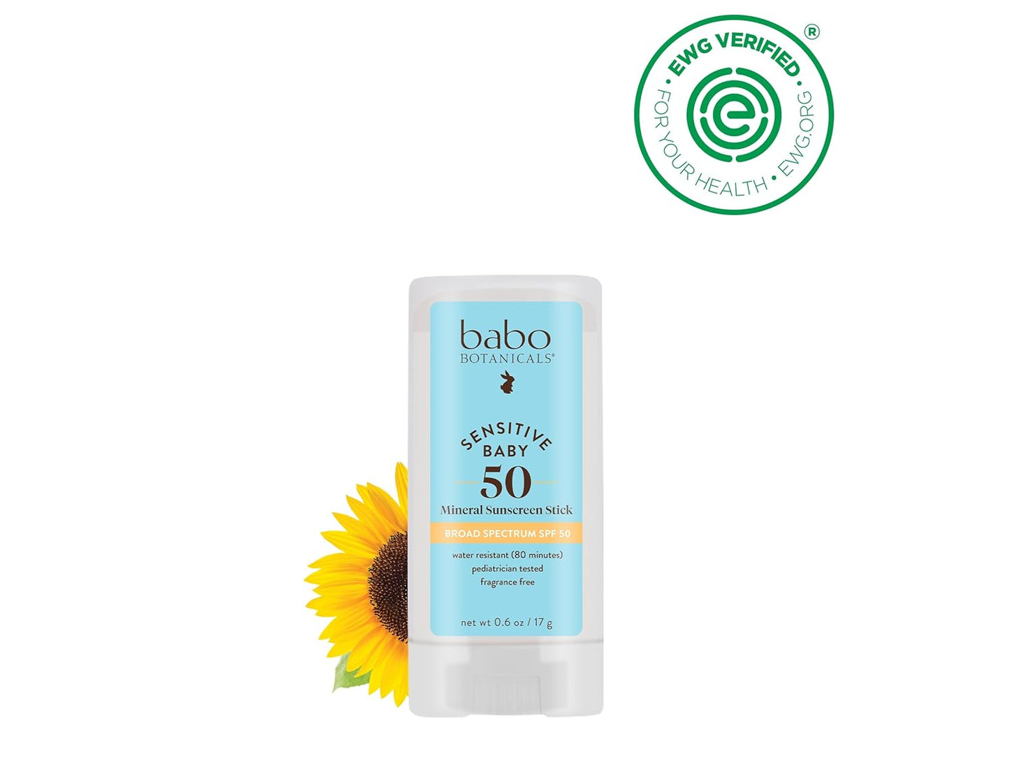 Babo Botanicals Sensitive Baby Mineral Sunscreen Stick SPF 50-0.6 oz