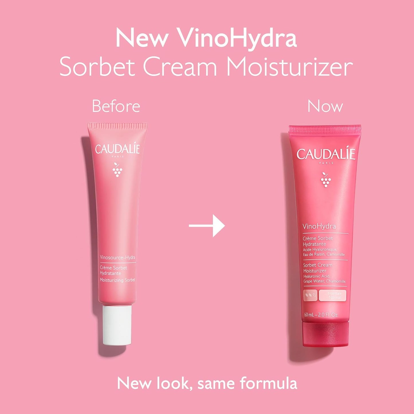 Caudalie VinoHydra Sorbet Cream Moisturizer with Hyaluronic Acid, 2 Fl Oz