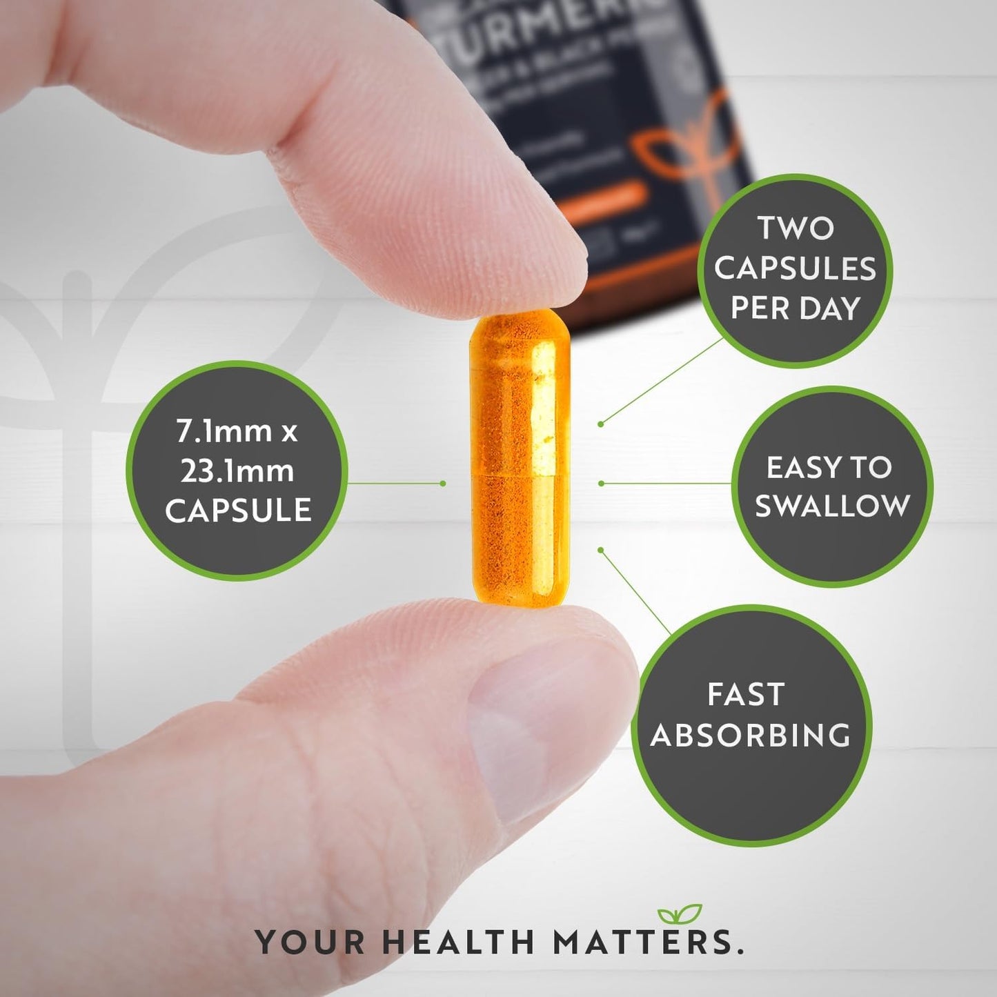 Organic Turmeric  Black Pepper & Ginger - 180 Vegan Turmeric Capsules