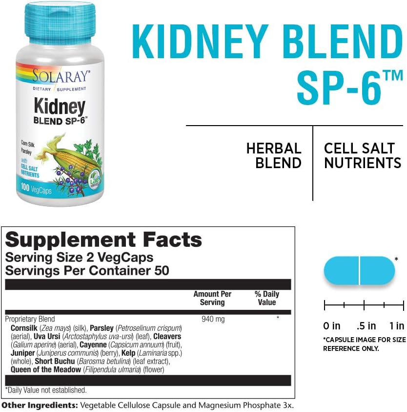 Solaray Kidney Blend Support Healthy Kidney Function 100 count