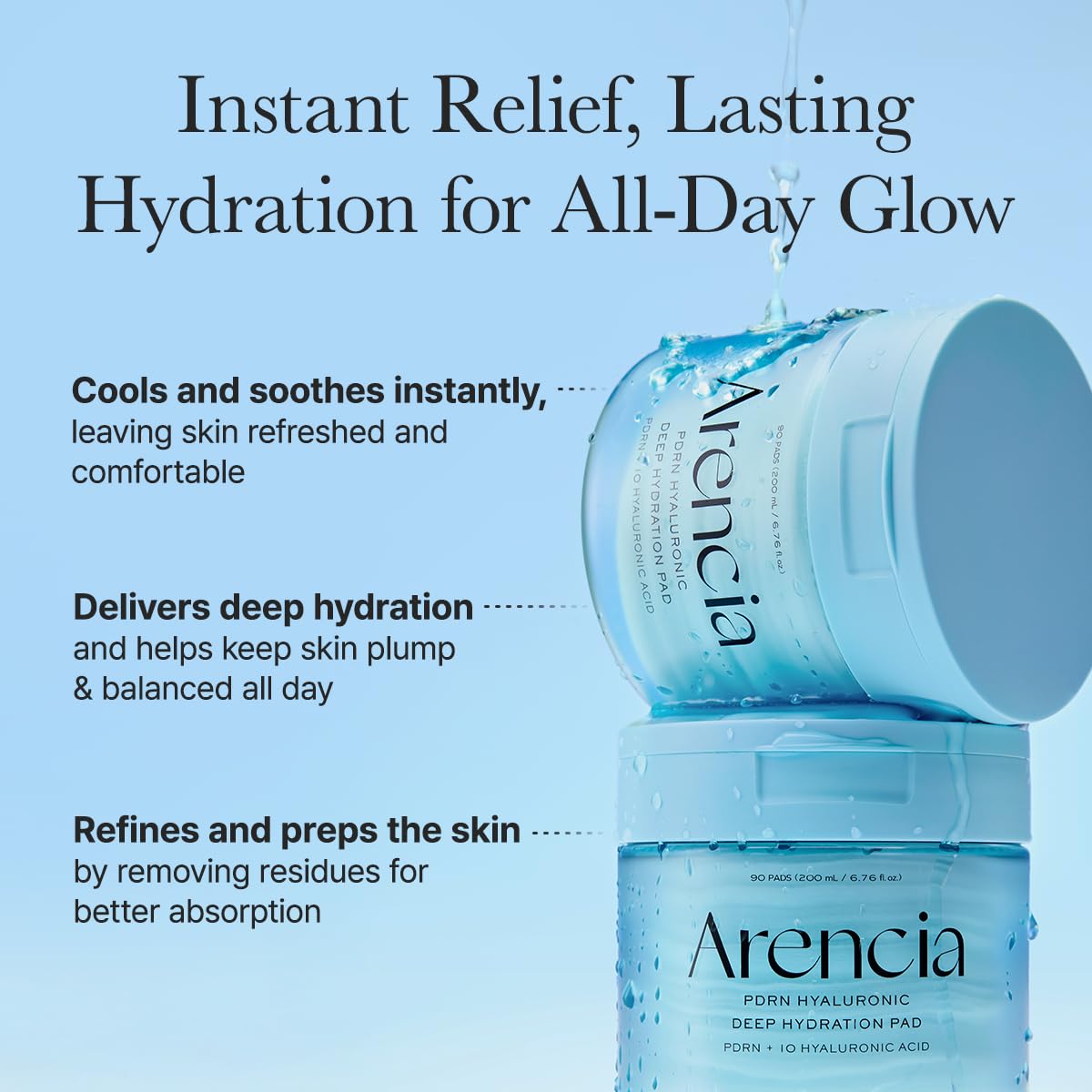 Arencia PDRN Hyaluronic Deep Hydration Toner Pads, 90 Count -  6.76 fl. oz