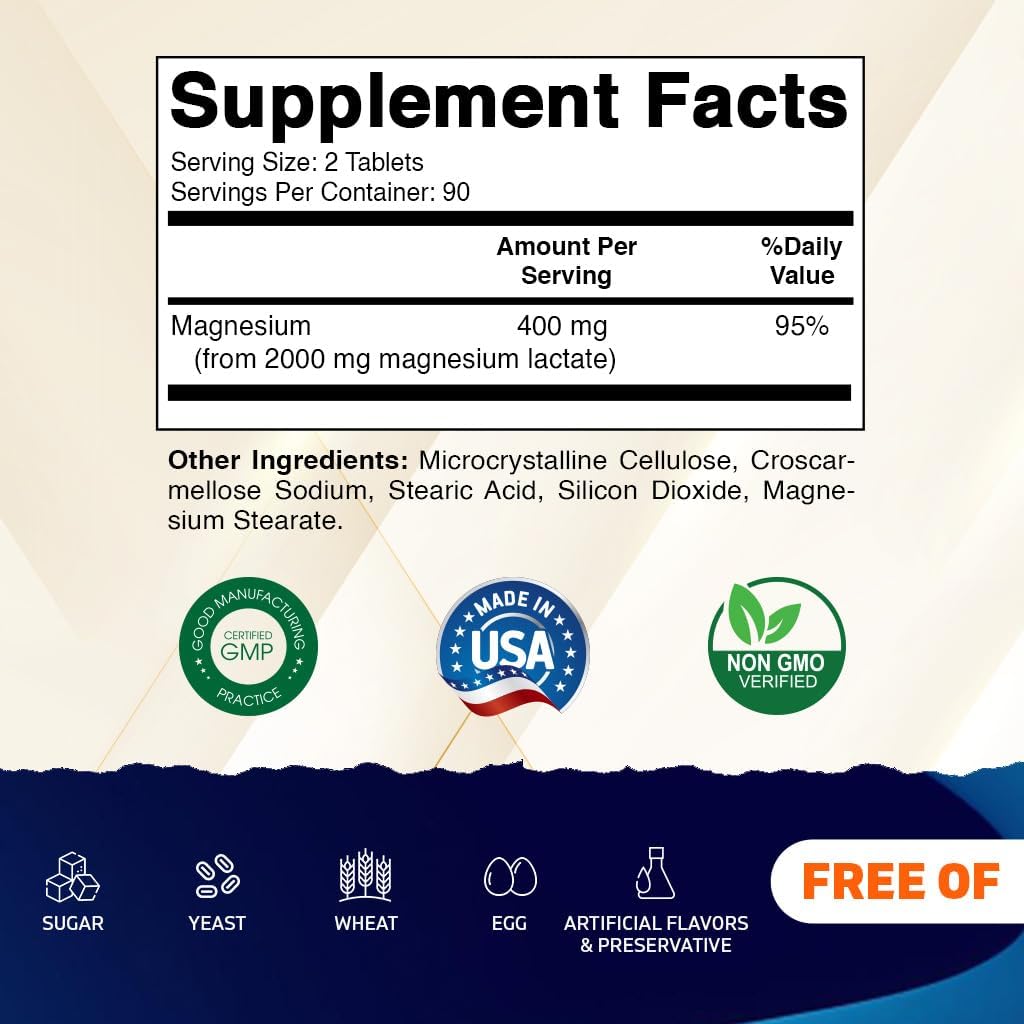 Vitamatic Magnesium Lactate 2000mg  – 180 Tablets