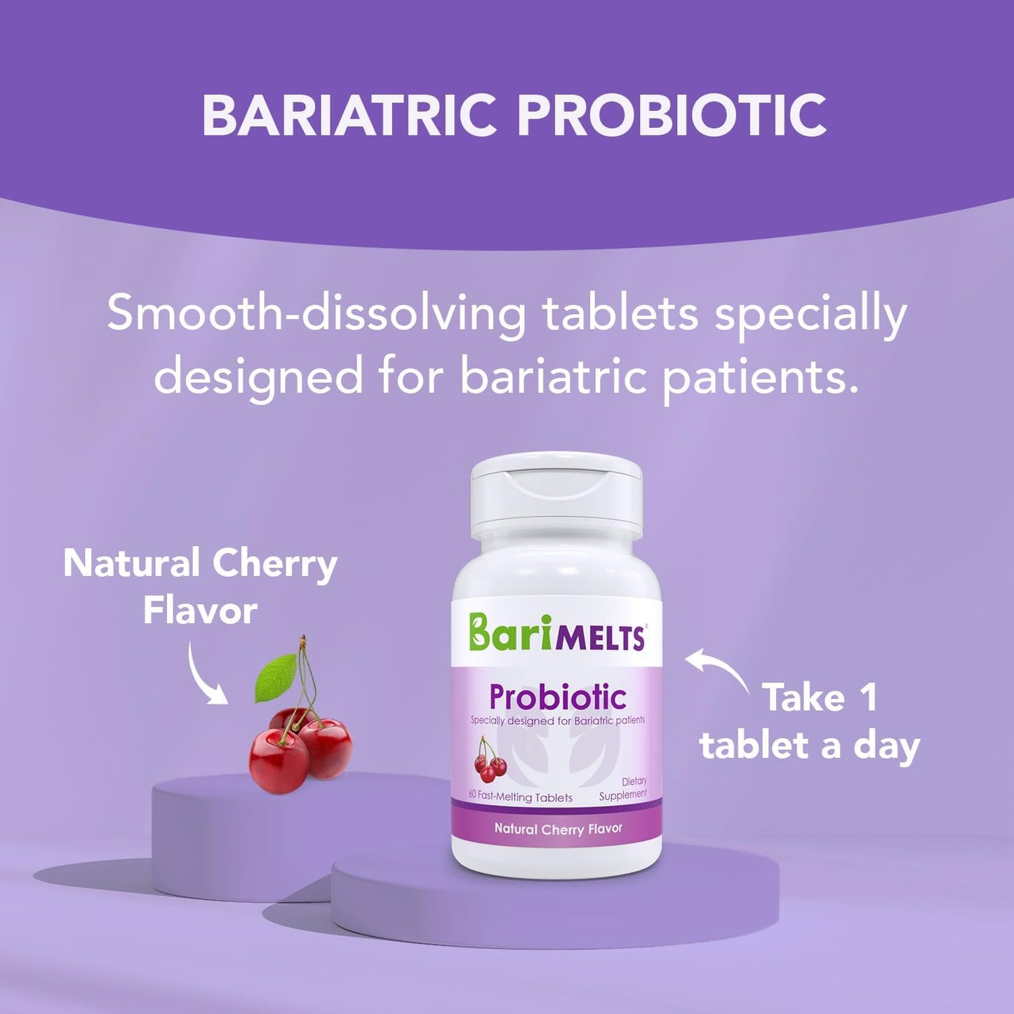 BariMelts Probiotic, Dissolvable Bariatric Vitamins 60 Fast Melting Tablets