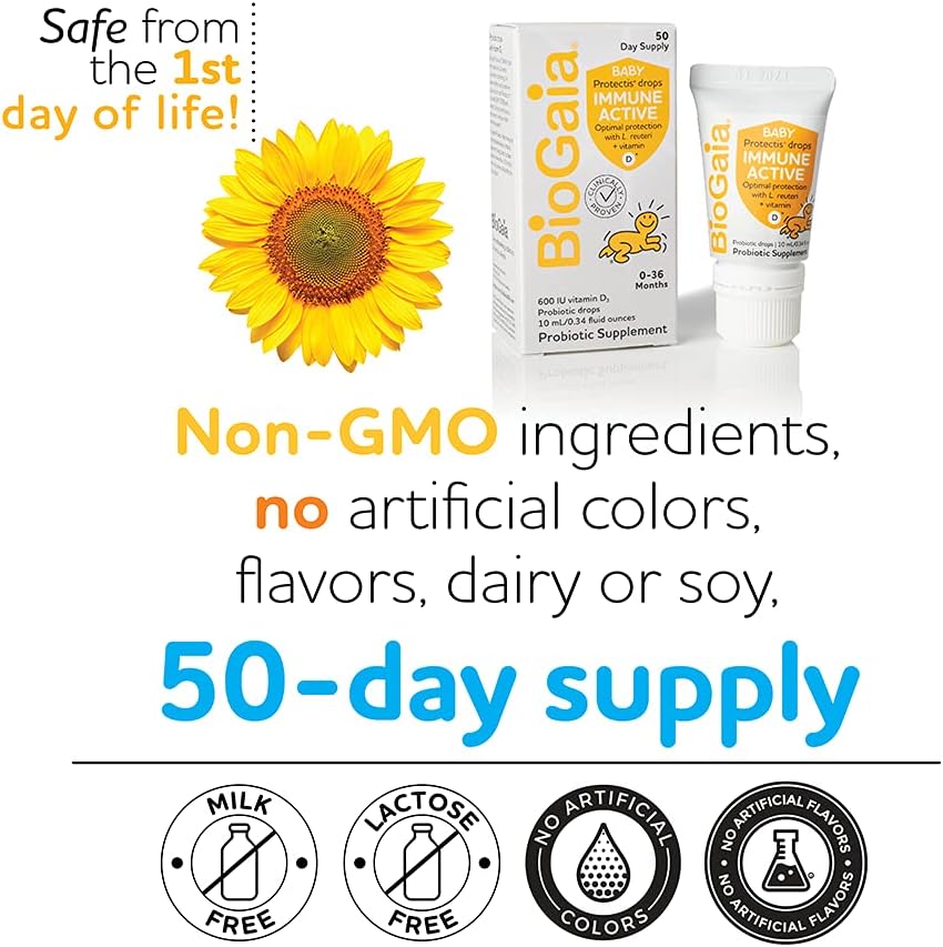 BioGaia Protectis Immune Active Baby | Probiotic + Vitamin D 50 Day Supply