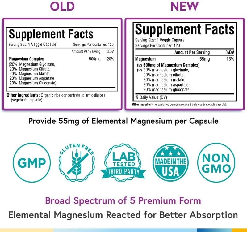 Terranics Magnesium Complex 500mg, 120 Veg Capsules