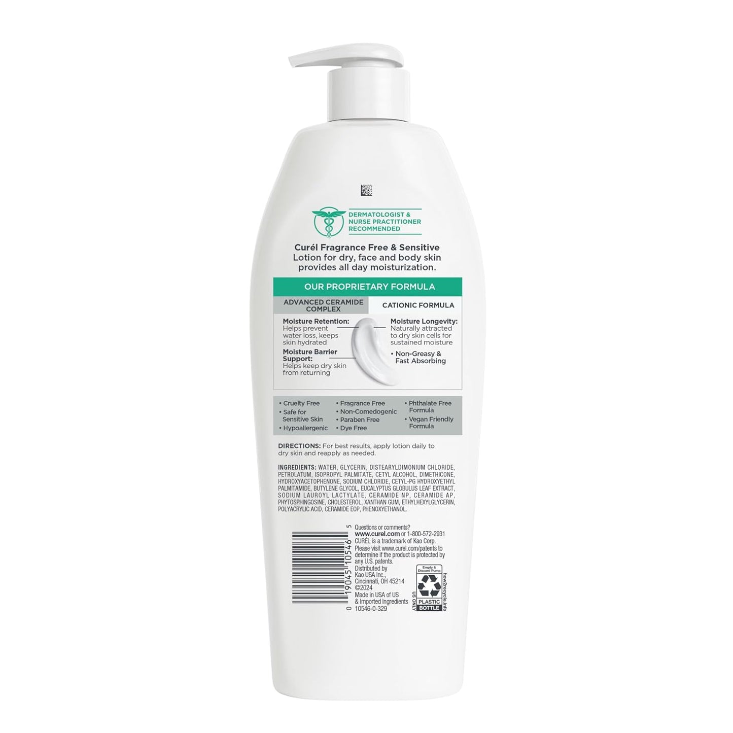 Curel Fragrance Free Comforting Body Lotion, for Dry Sensitive Skin, 13 Ounce