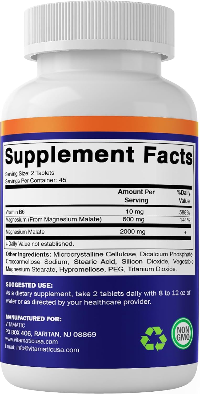 Vitamatic Magnesium Malate 2000mg - 90 Vegetarian Tablets