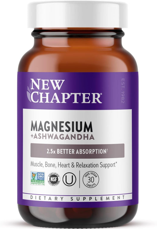 New Chapter Magnesium + Ashwagandha Supplement - 30 count