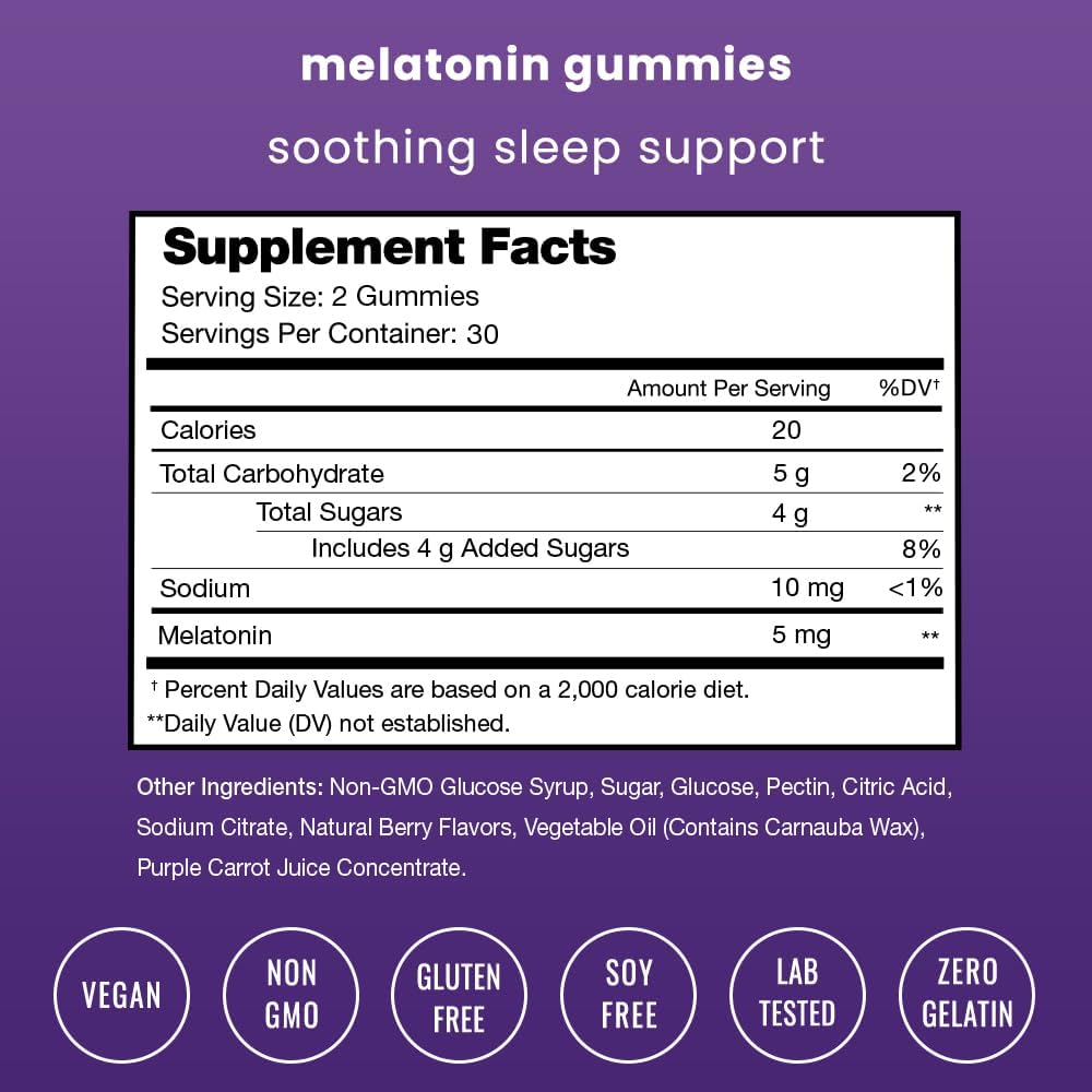 Melatonin Gummies for Kids & Adults | Natural Sleep Aid Drug-Free 60 gummies